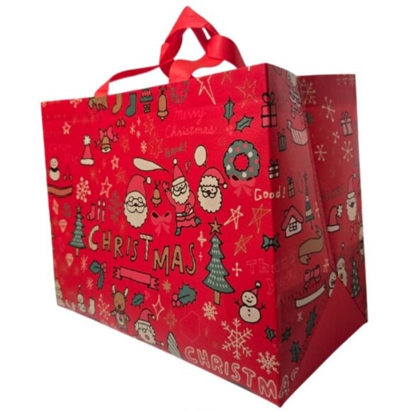 3 Pc. Christmas-Themed Large Gift Bag 1 Pair Socks Plastic Tumbler Gift Set NEW - Picture 10 of 16